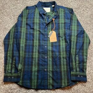 Weatherproof‎ Vintage Shirt Mens L Blue Green Plaid Long Sleeve Button Up